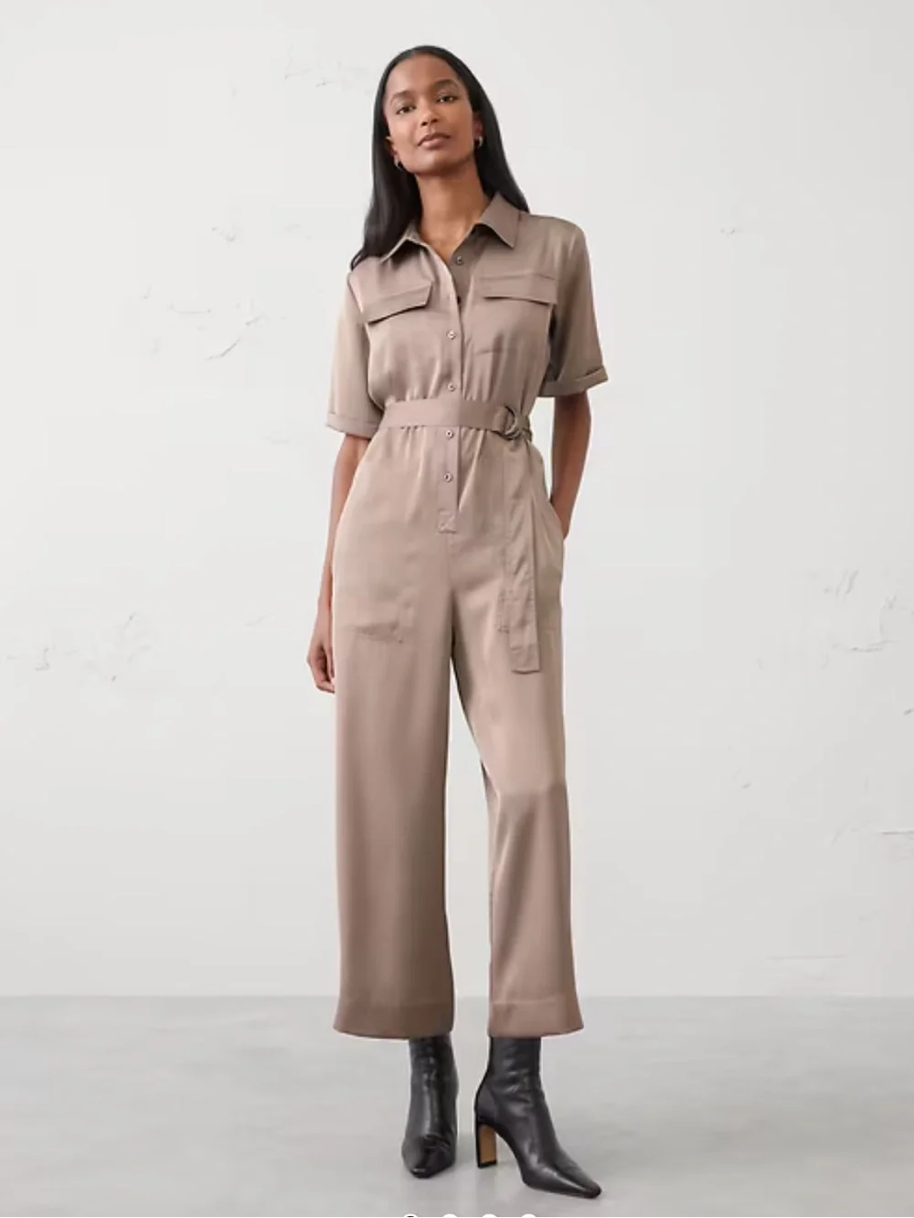Banana Republic Taupe Utility Belted Jumpsuit - Picture 1 of 4